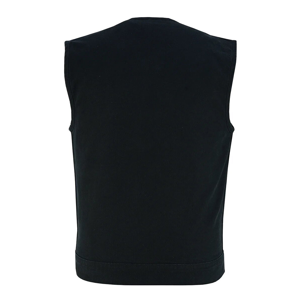 Men's Black Denim Collarless Vest