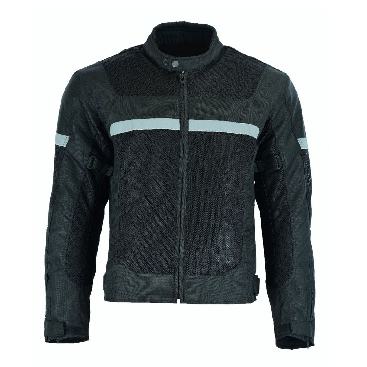 Mens Motorcycle Perforated Textile Reflective Mesh Riding Jacket