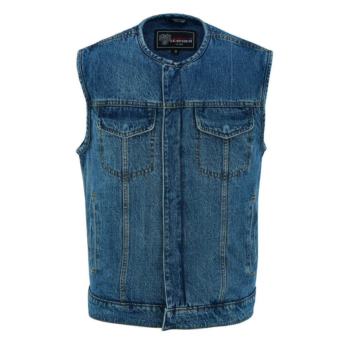 Men's Blue Denim Collarless Vest