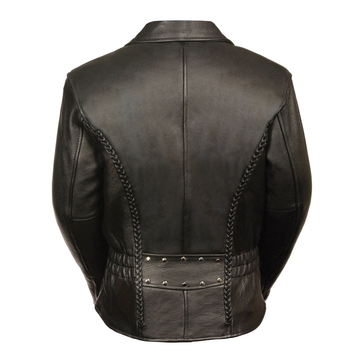 Ladies Black Braided Jacket with Studded Back and Gun Pockets