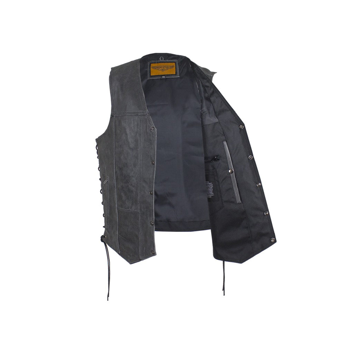 Men's Gray Club Vest with Concealed Carry Pockets & Side Laces