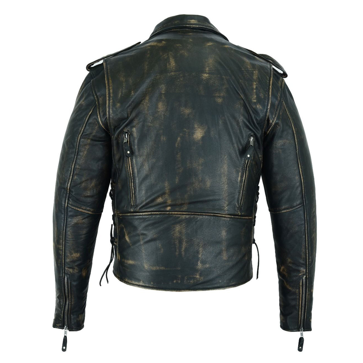 Men's Brown Motorcycle Jacket with Gun Pockets