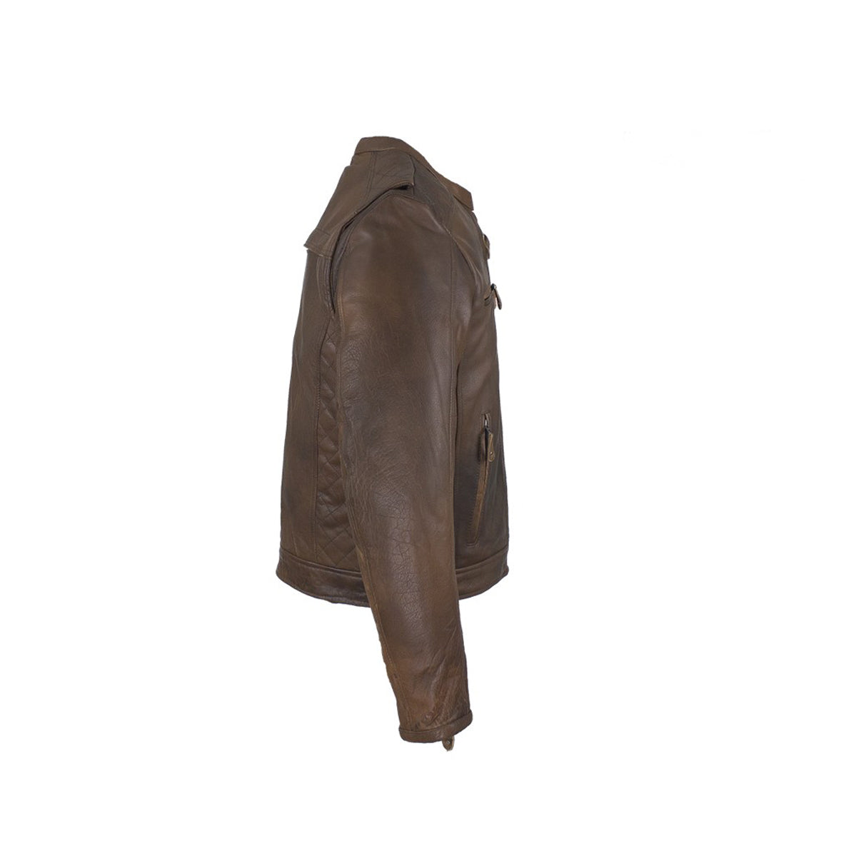 Men's Brown Naked Cowhide Leather Diamond Jacket