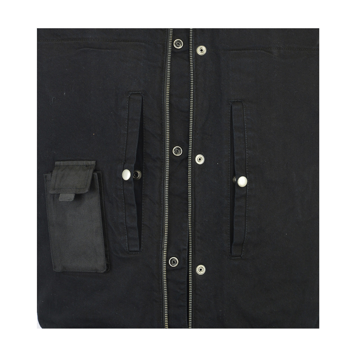 Men's Black Denim Single Panel Concealment Vest W/ Leather Trim