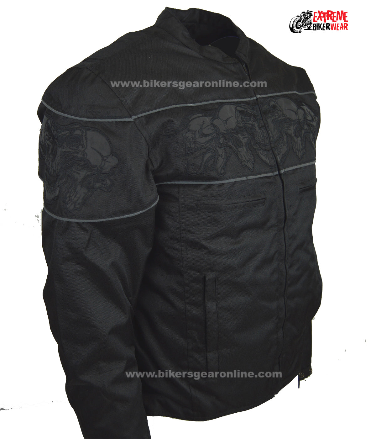 Men's Textile Concealed Carry Racing Jacket with Reflective Skulls