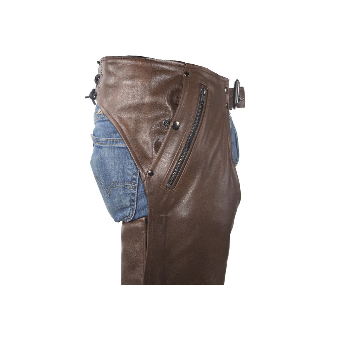 Brown Leather Chaps With Removable Liner