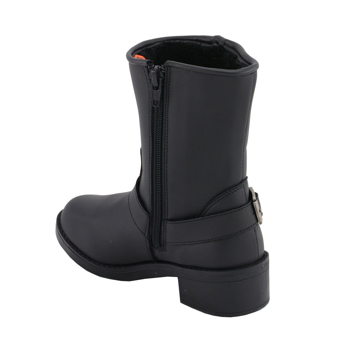 Ladies Black Engineer Style Riding Boots with Side Zipper