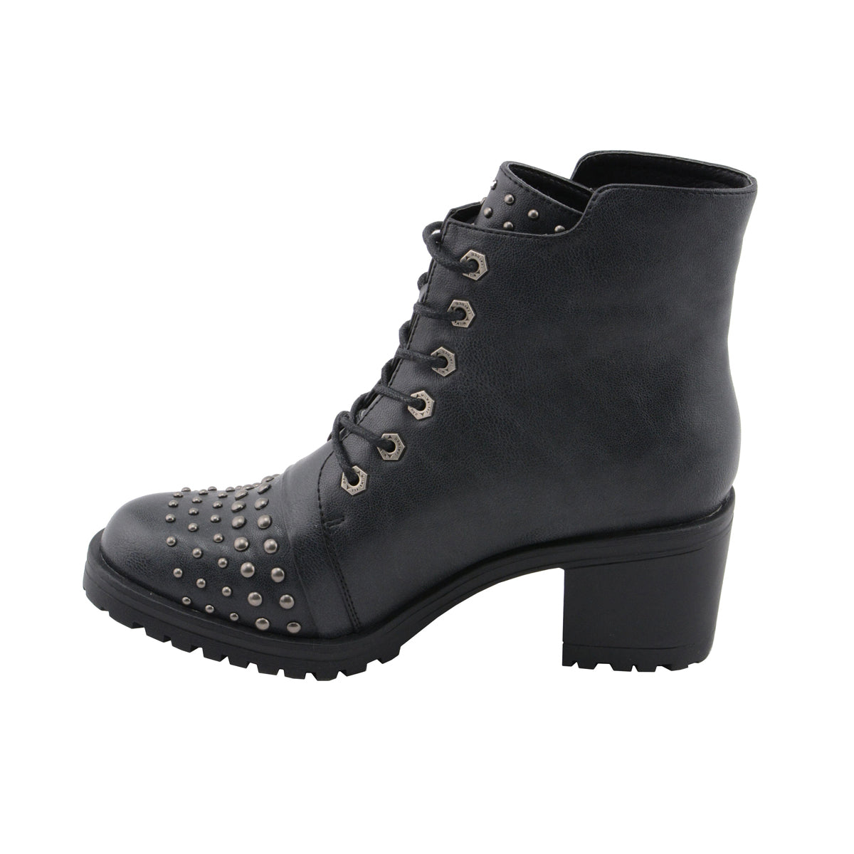 Womens Distress Black Rocker Boot with Studded Instep