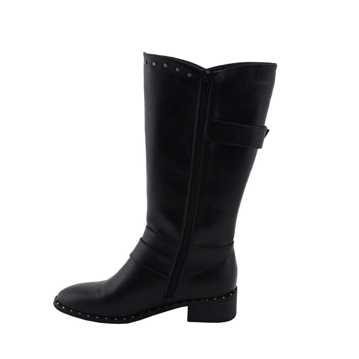 Womens Black Studded Boots with Studded Outsole