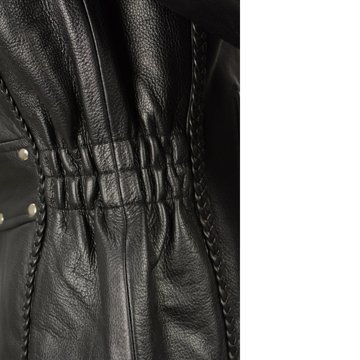 Ladies Black Braided Jacket with Studded Back and Gun Pockets