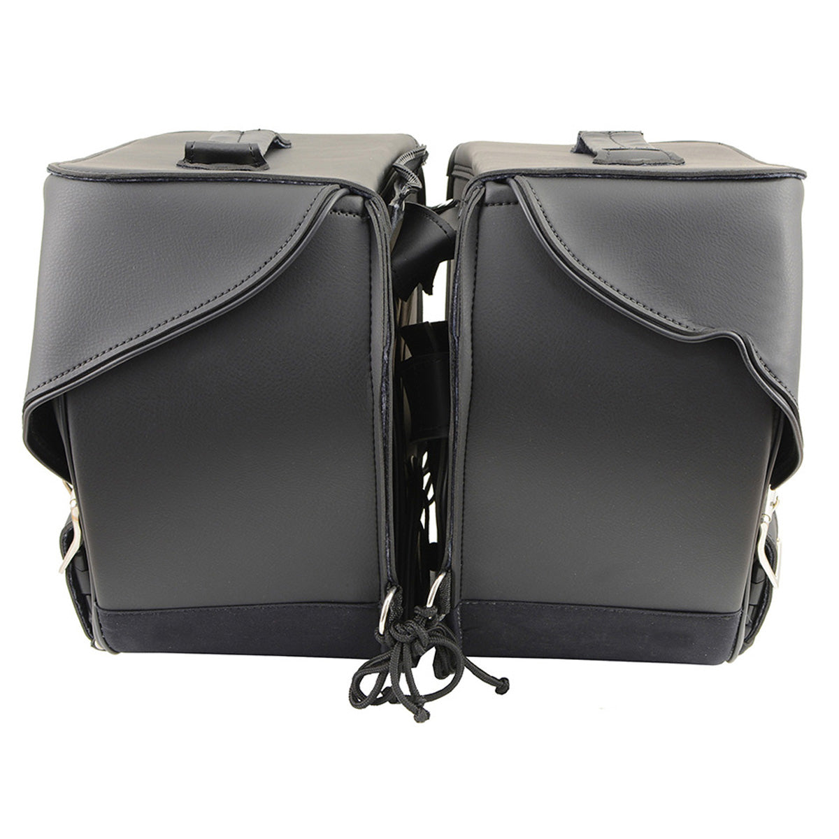 Black PVC Zip Off Large Chrome Studded Motorcycle Saddlebag