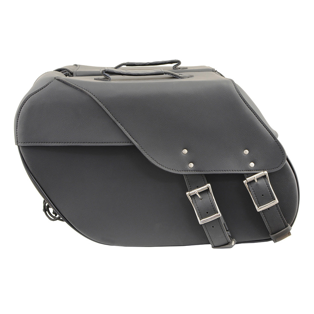 Black Large Zip-Off PVC Slanted Throw Over Saddlebags