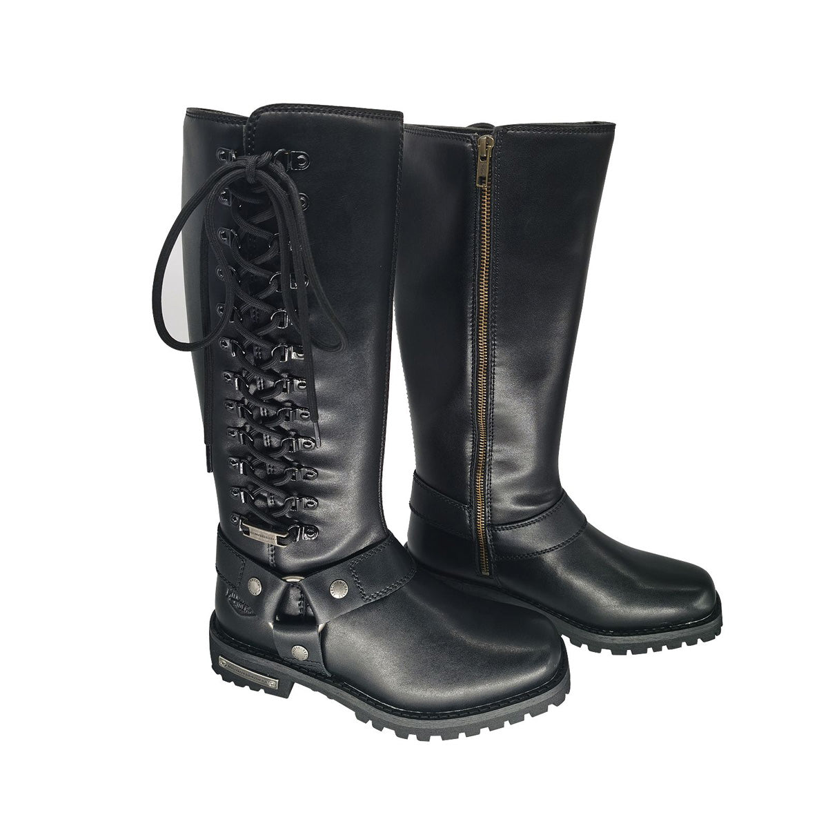 Milwaukee Riders Women Biker Long Boots with Laces