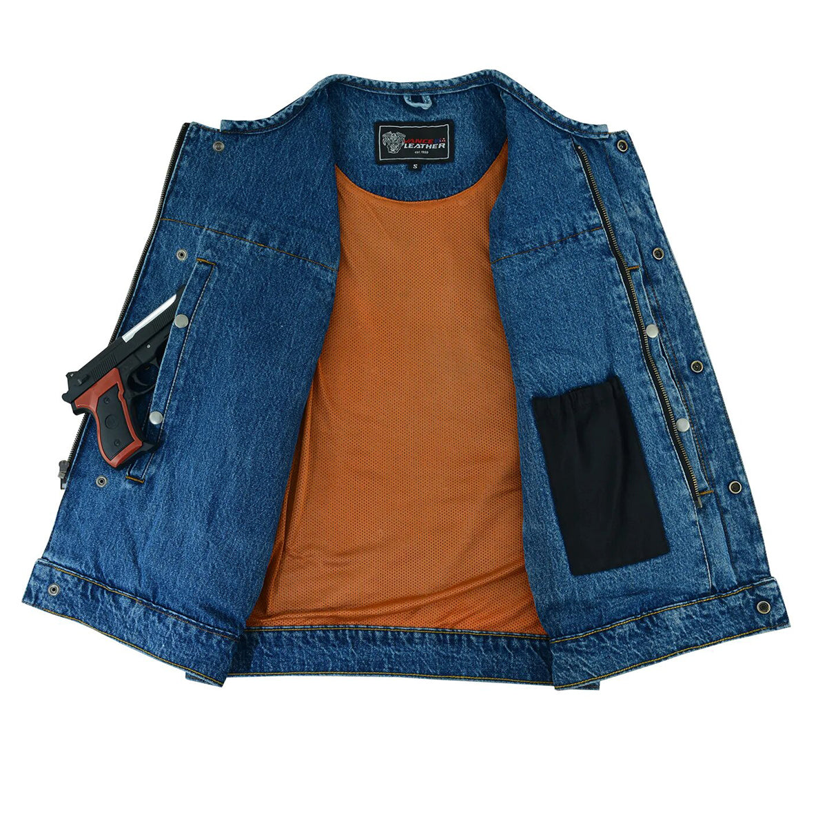 Men's Blue Denim Collarless Vest