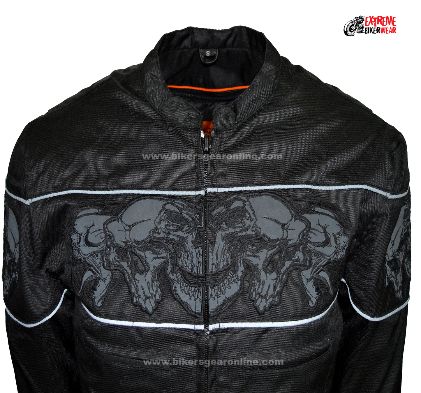 Men's Textile Concealed Carry Racing Jacket with Reflective Skulls