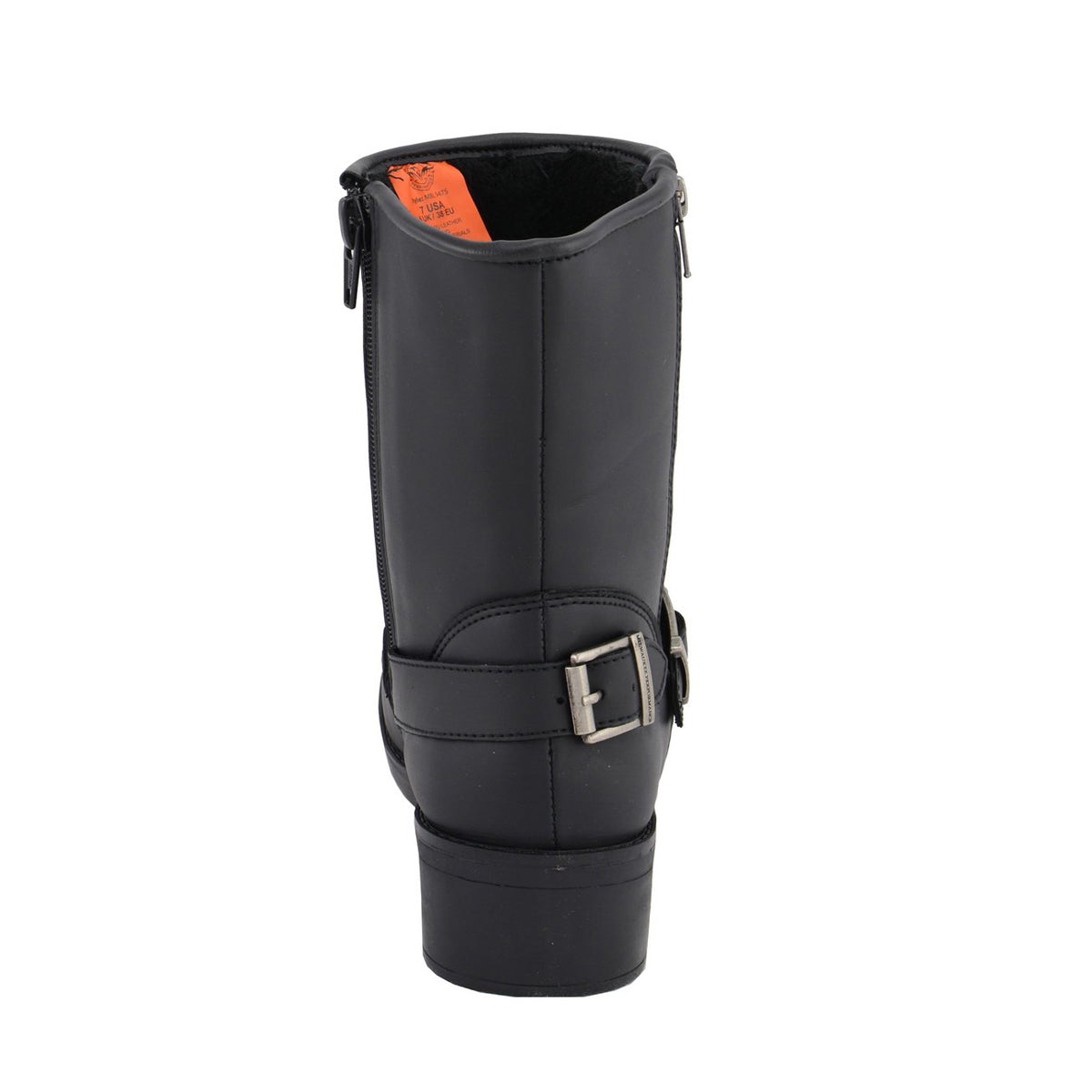 Ladies Black Engineer Style Riding Boots with Side Zipper