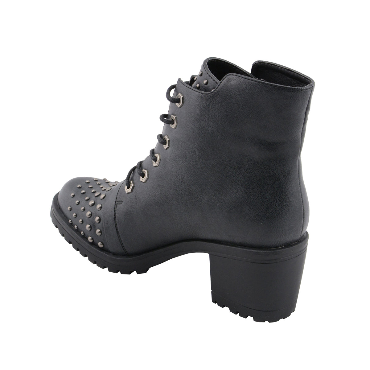 Womens Distress Black Rocker Boot with Studded Instep