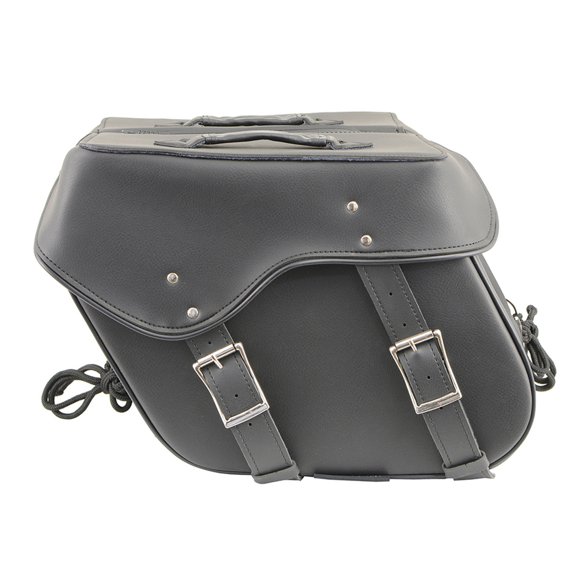Black Zip-Off Large Double Strap PVC Throw Over Saddle Bag