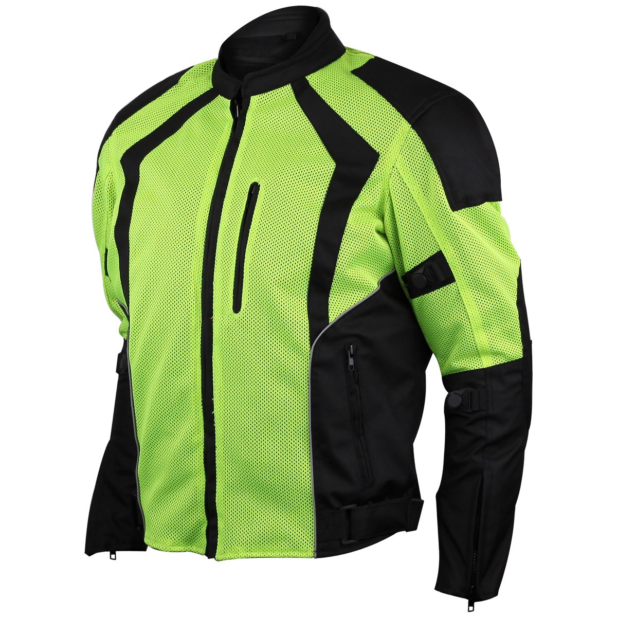 MENS HI-VIS MESH MOTORCYCLE JACKET WITH CE ARMOR