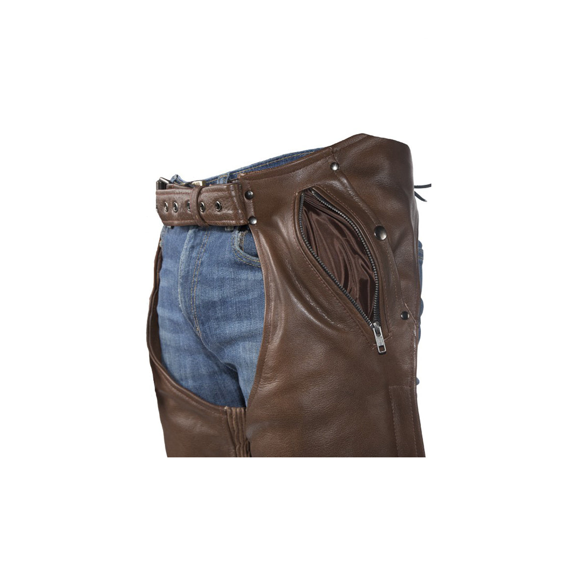 Brown Leather Chaps With Removable Liner