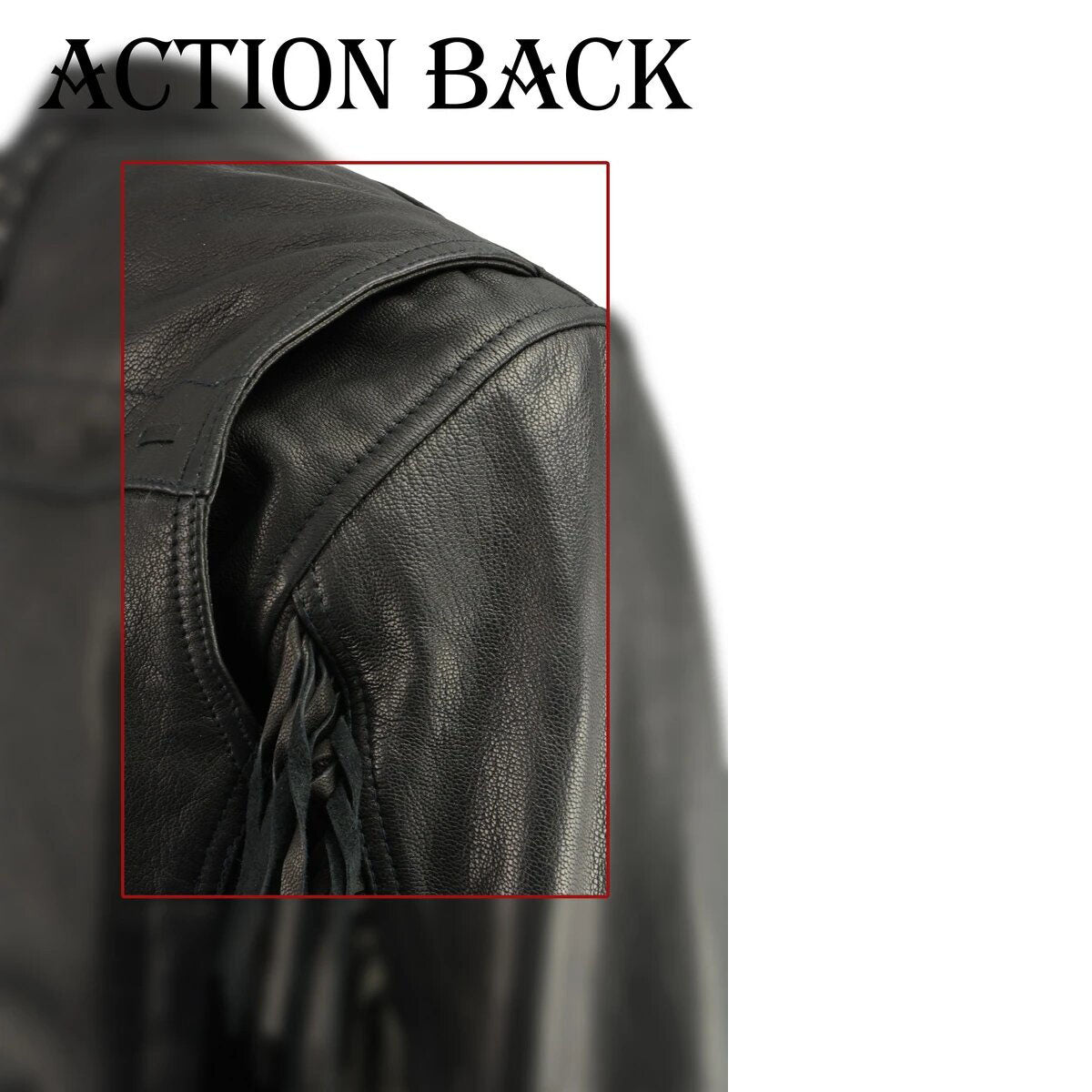 Women's Lightweight Fringed Black Leather Racer Jacket with Dual Gun Pockets