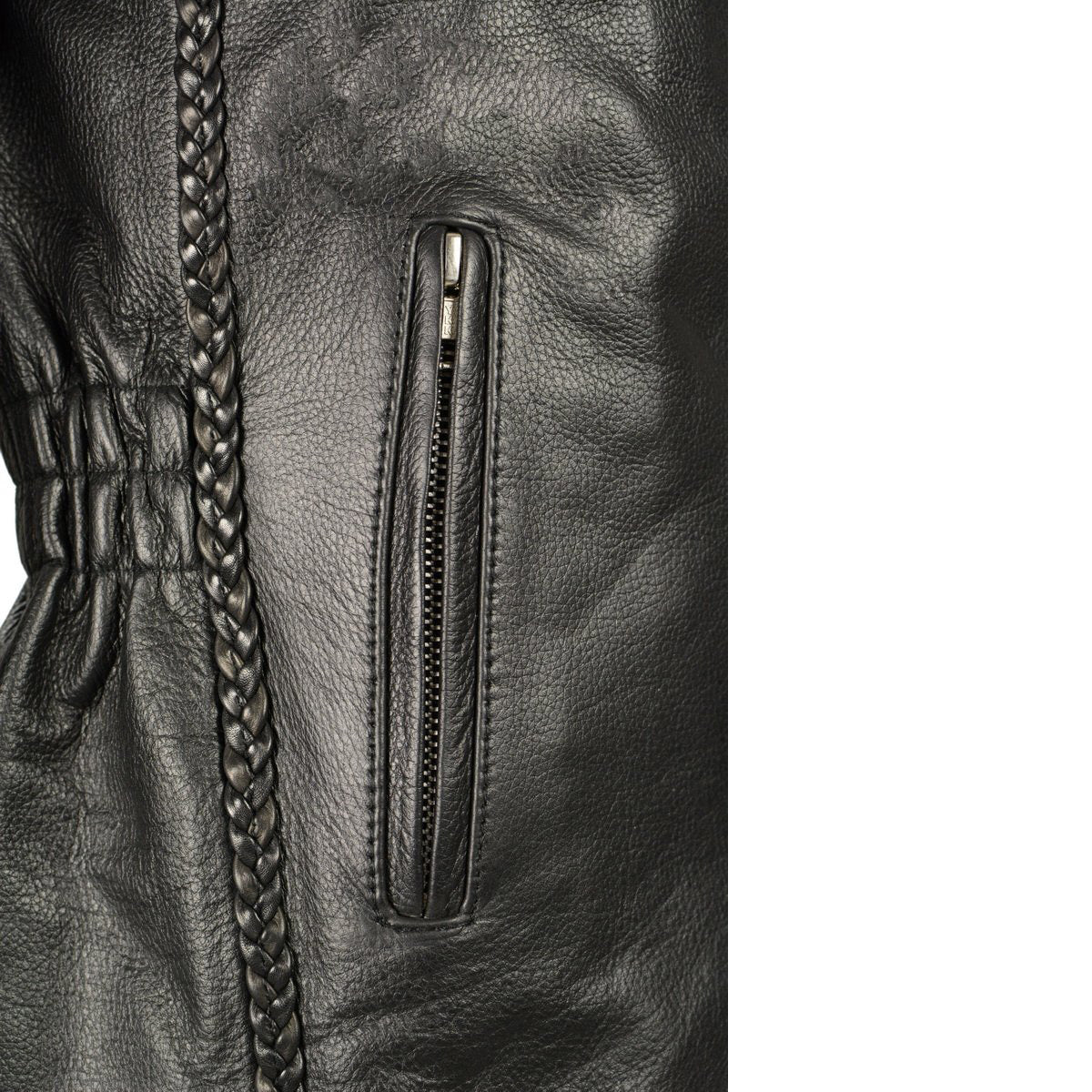 Ladies Black Braided Jacket with Studded Back and Gun Pockets