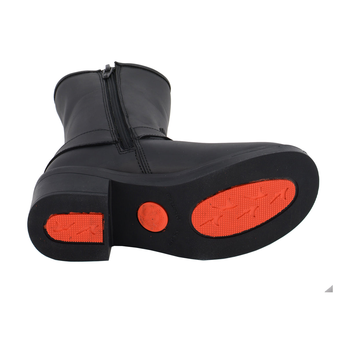 Ladies Black Engineer Style Riding Boots with Side Zipper