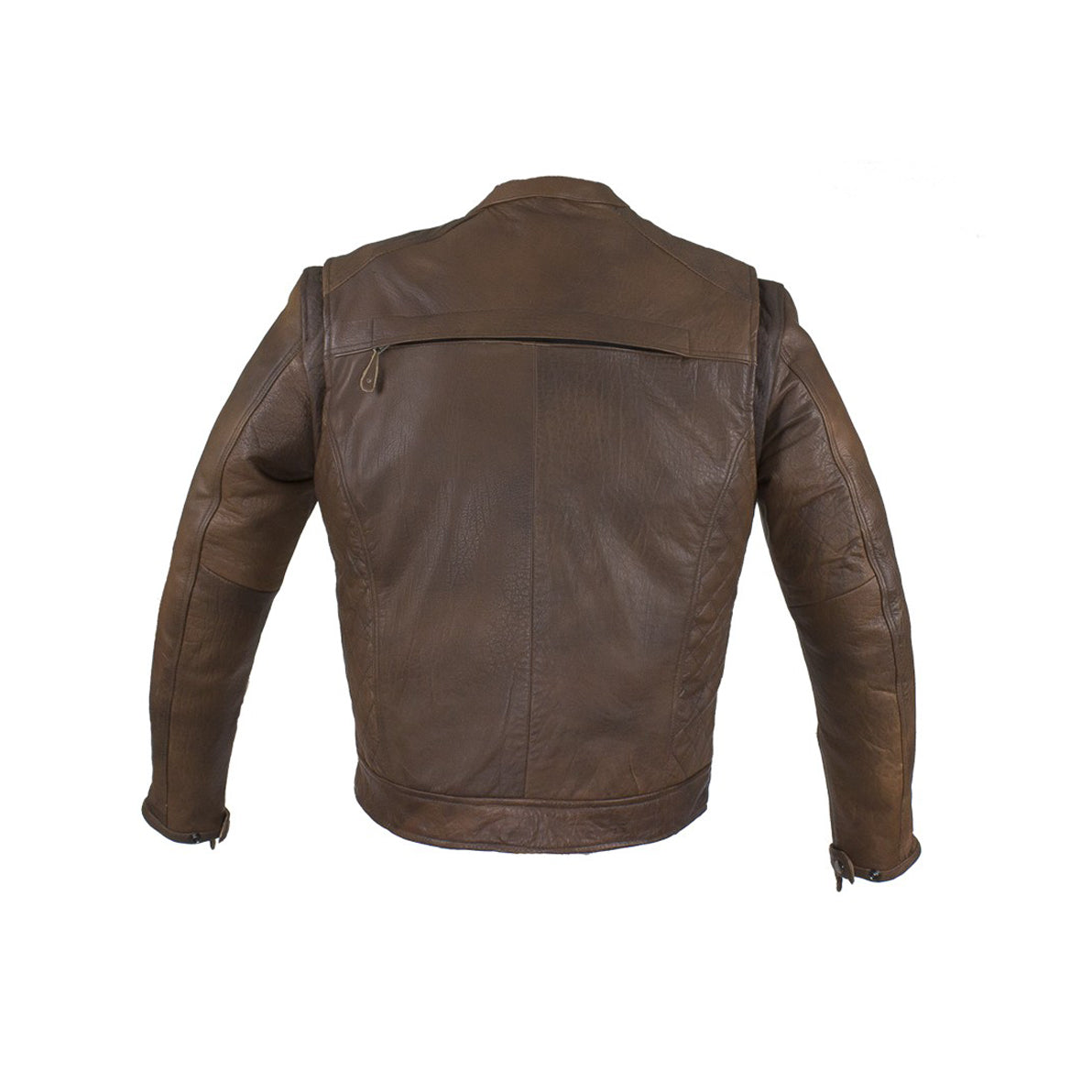 Men's Brown Naked Cowhide Leather Diamond Jacket