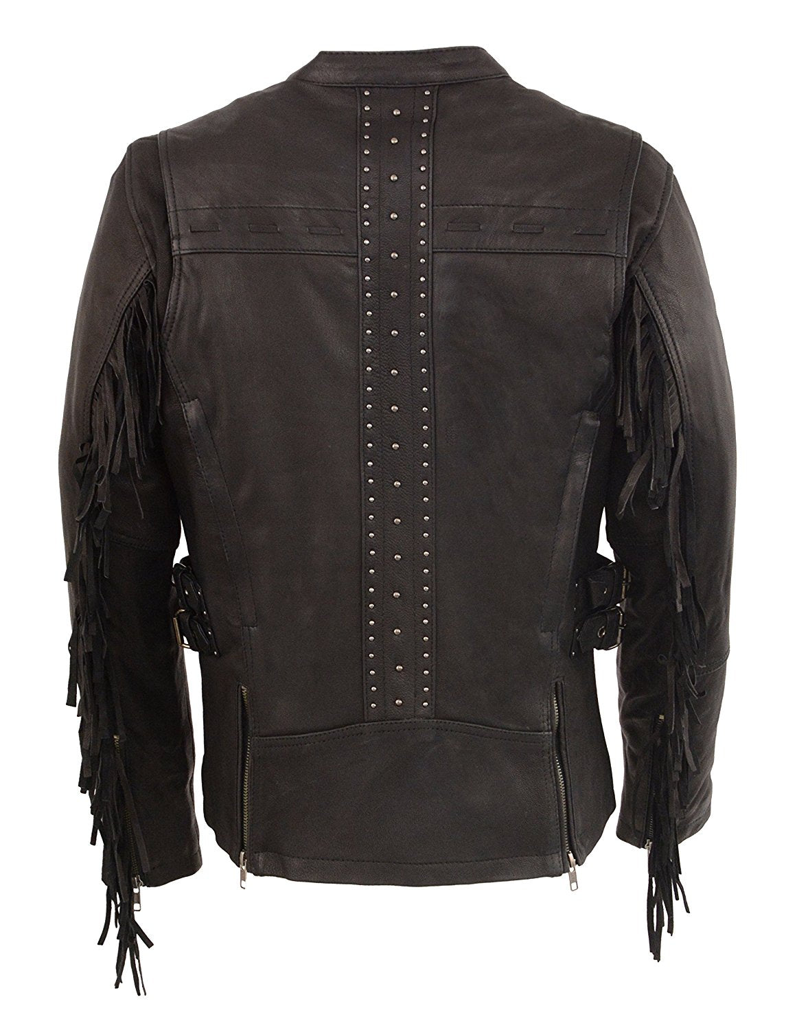 Ladies Lightweight Leather Scuba Jacket w/ Fringe