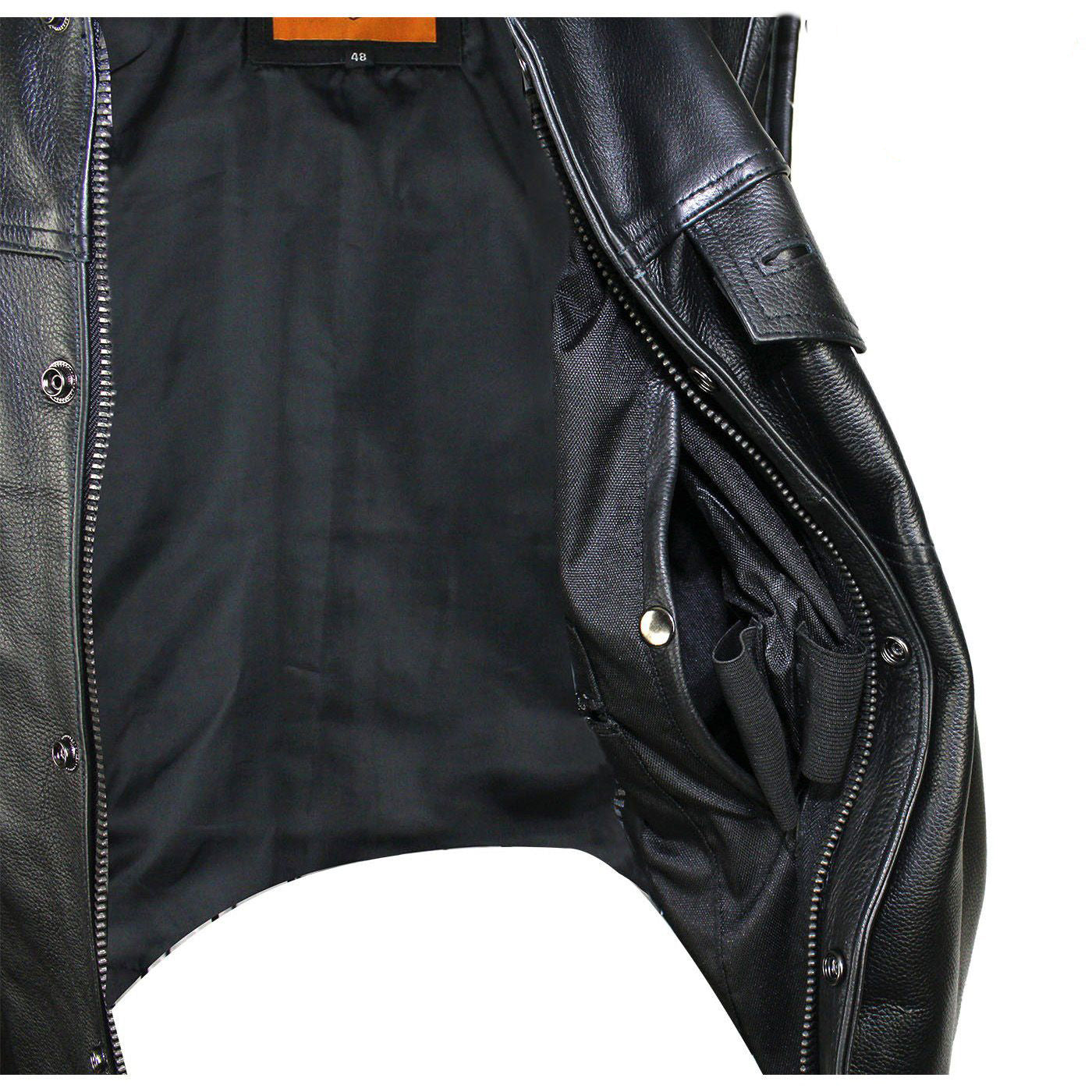 Men's Leather Gun Pocket Vest with Side Laces By Milwaukee Riders