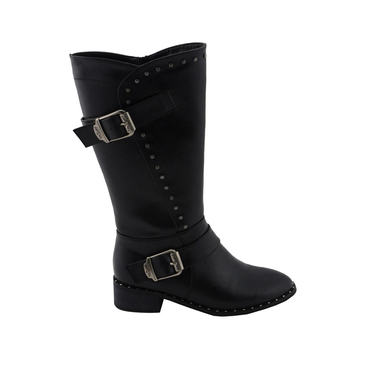 Womens Black Studded Boots with Studded Outsole