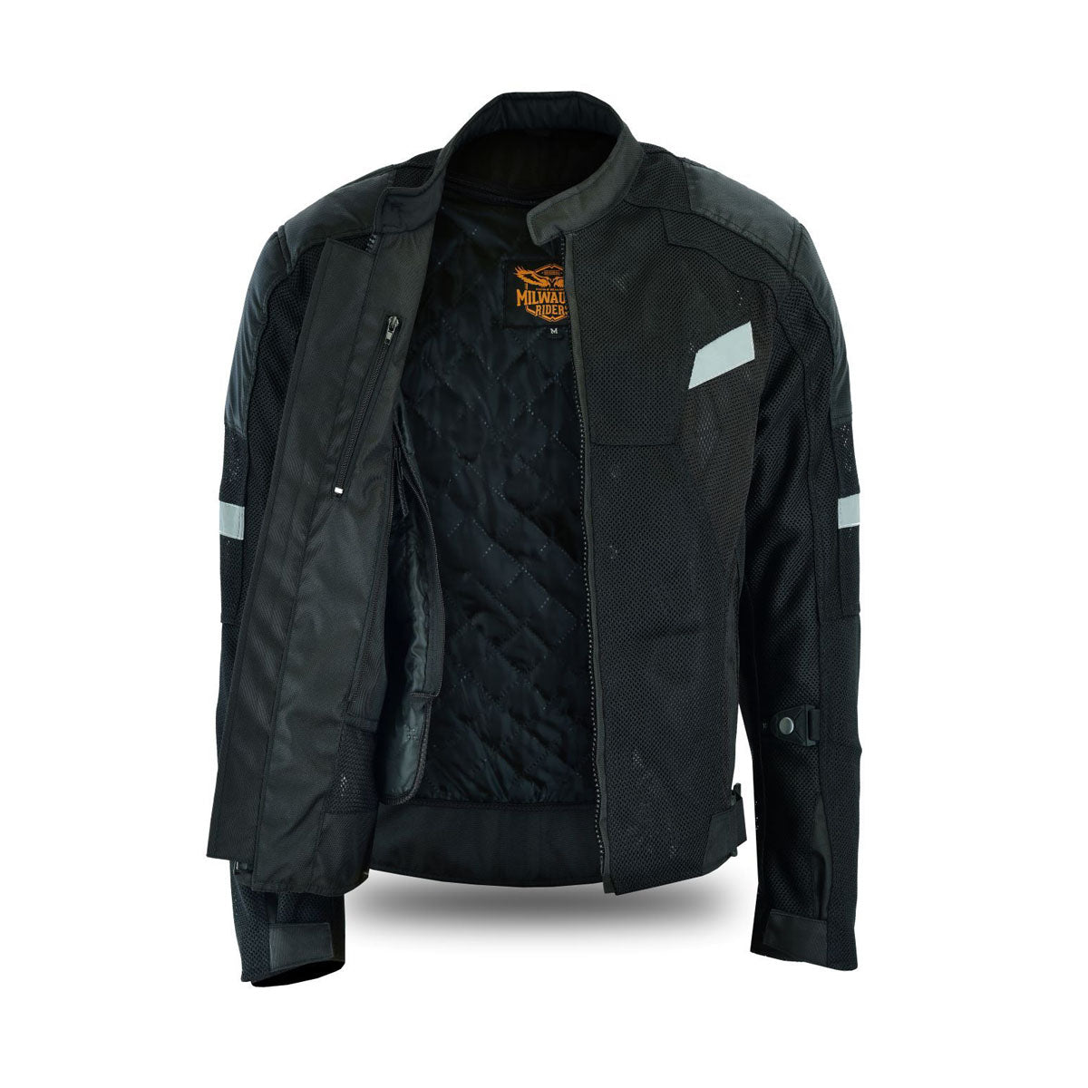 Milwaukee Riders Mens Black Mesh Racer Jacket with Gun Pockets