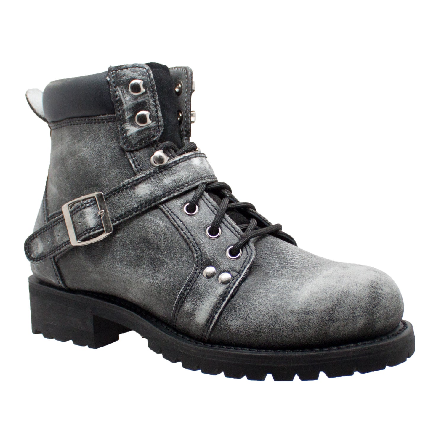 MEN'S 6" STONE WASH ZIPPER LACE BOOT DISTRESSED GREY