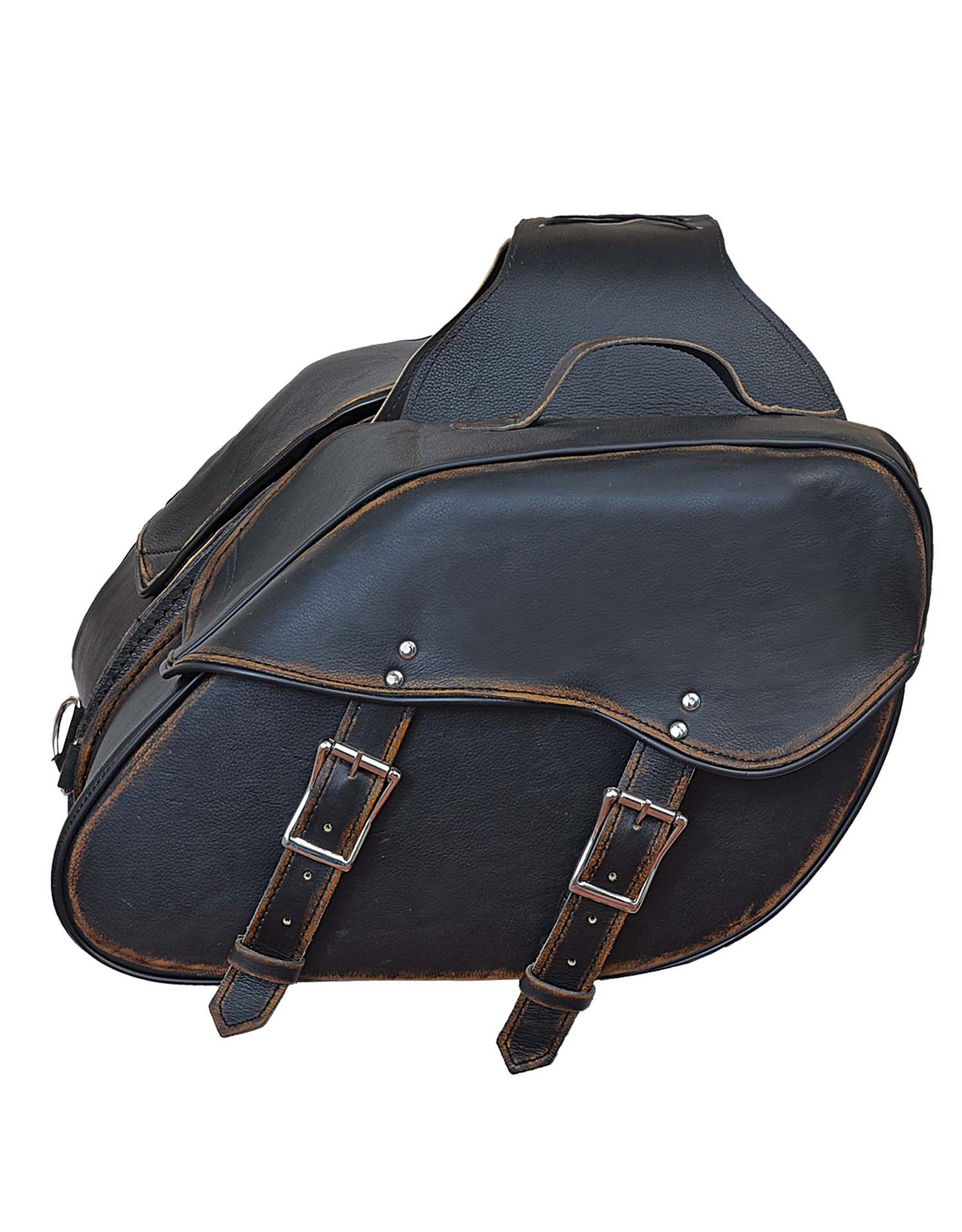 2 PIECE MOTORCYCLE REAL LEATHER COLORADO SADDLEBAG