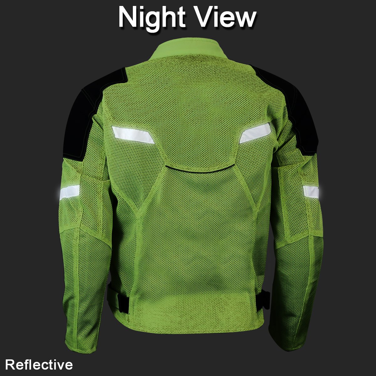 HIGH VISIBILITY MESH MOTORCYCLE JACKET WITH INSULATED LINER AND CE ARMOR