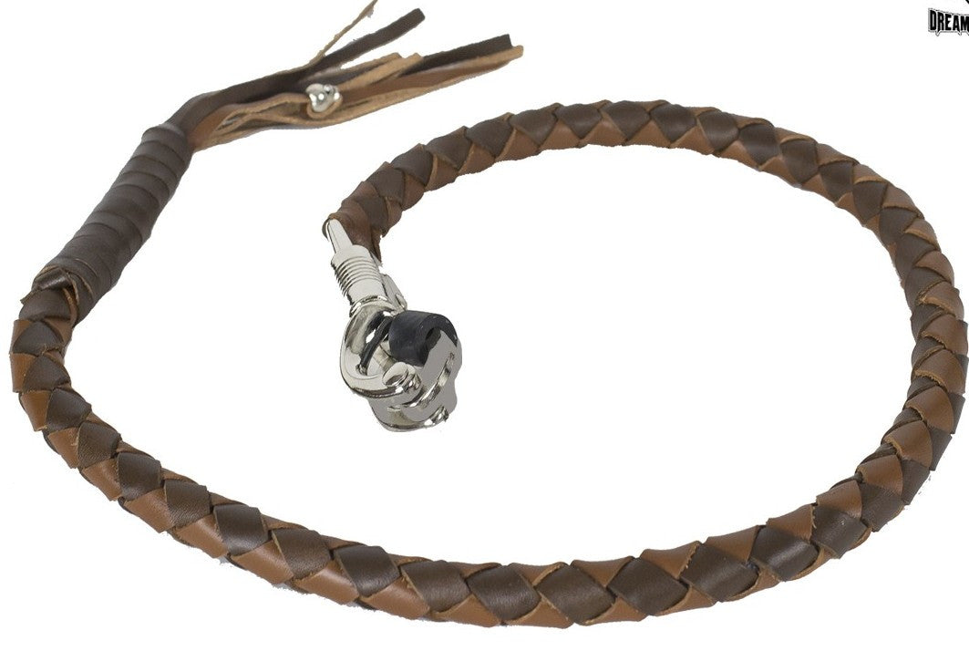 Motorcycle Biker Old School Leather Get Back Whip Two Tone Brown 42