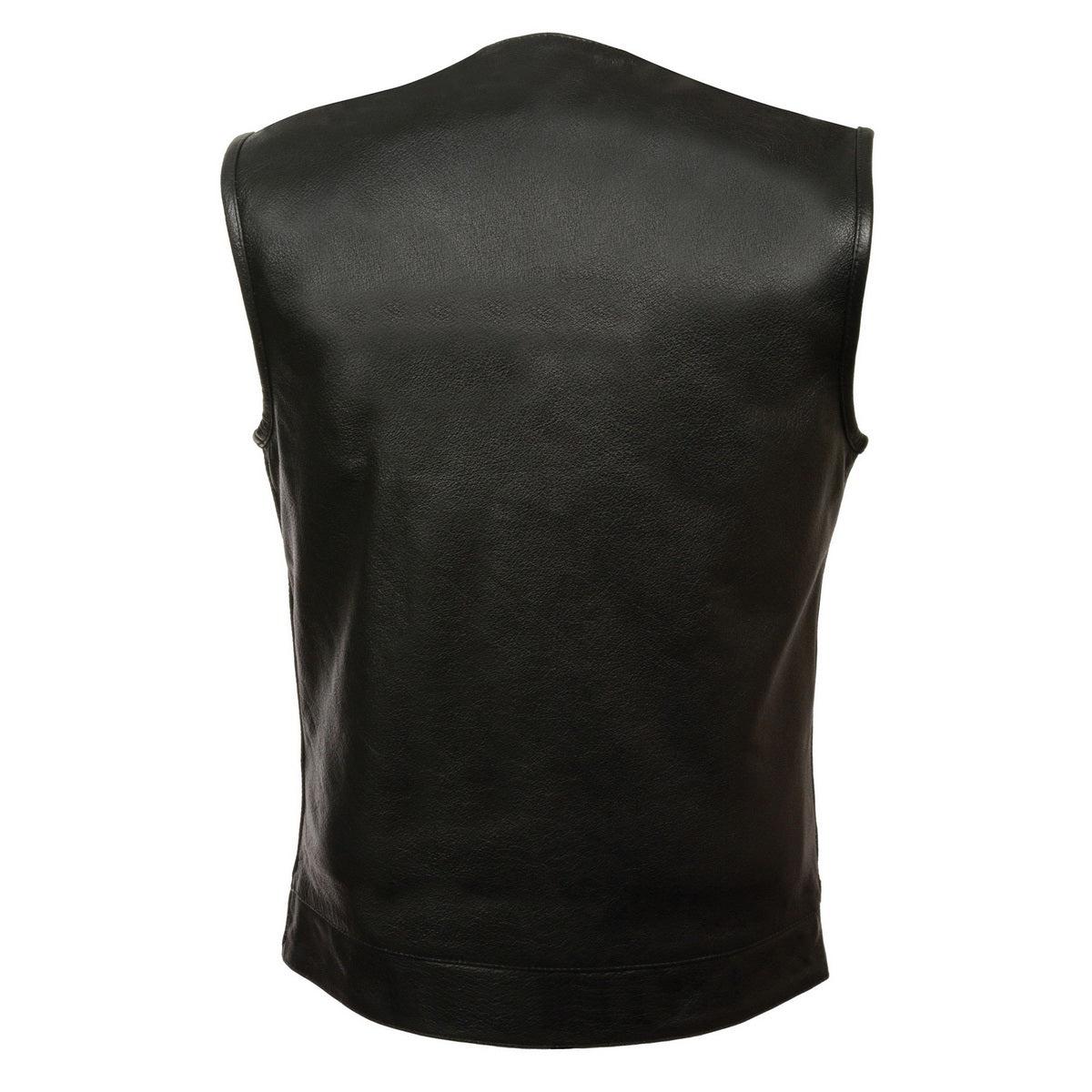 Men's Collarless Dual Snap and Zipper Front Closure Club Leather Vest