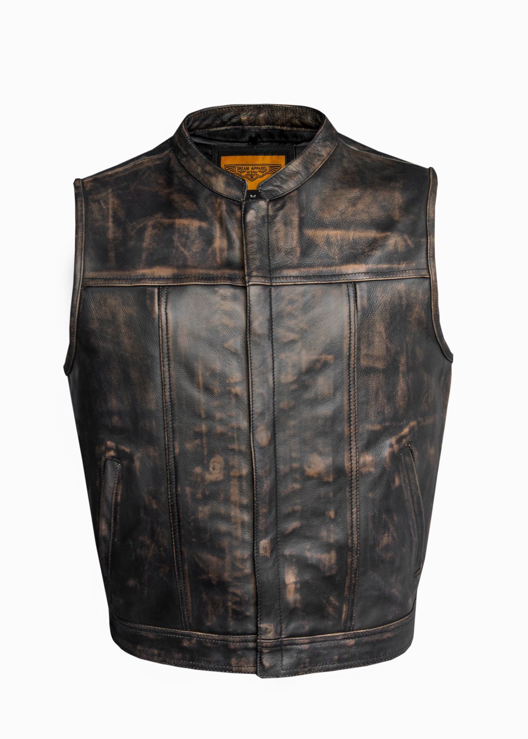 Mens Distressed Brown Naked Leather Vest (Butter soft Leather)