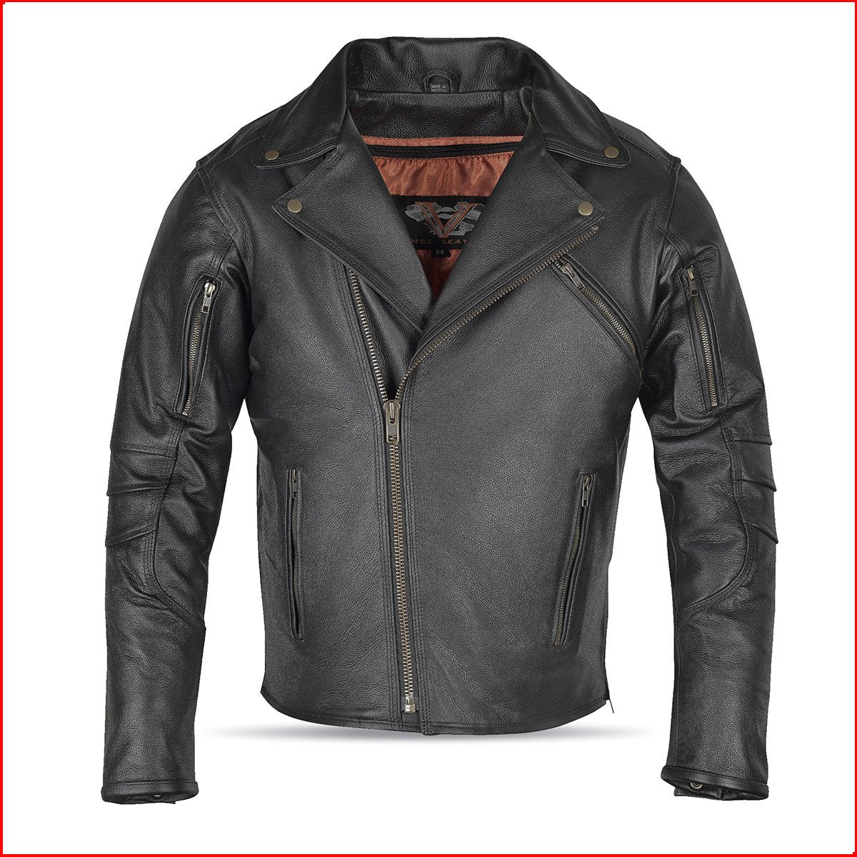 MEN'S POLICE STYLE BLACK LEATHER JACKET - Main Image