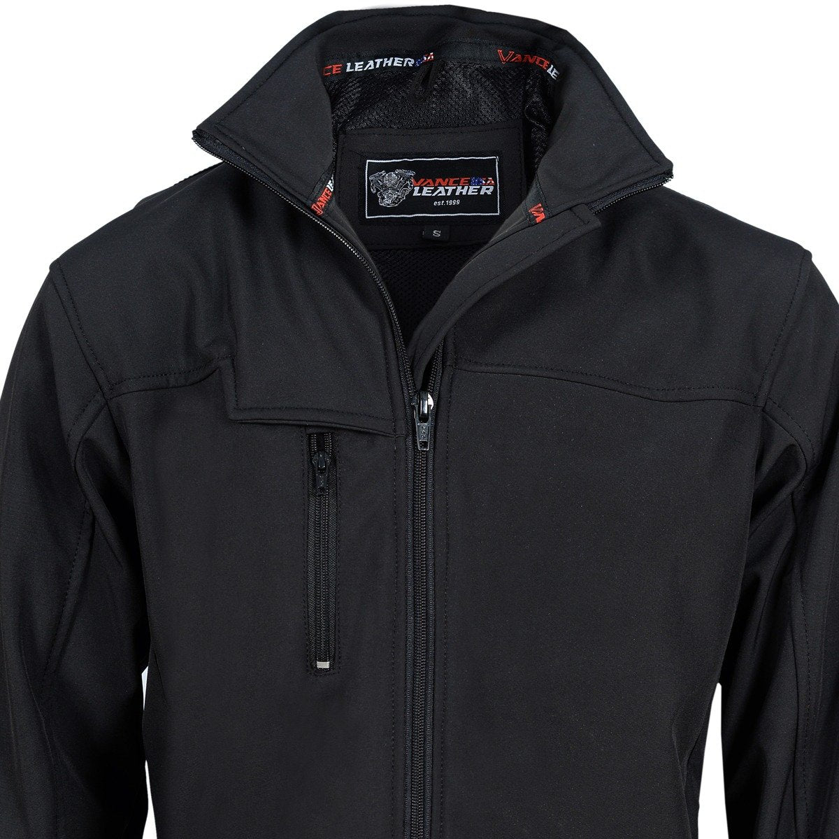 Black Waterproof Lightweight Zipper Front Soft Shell Jacket