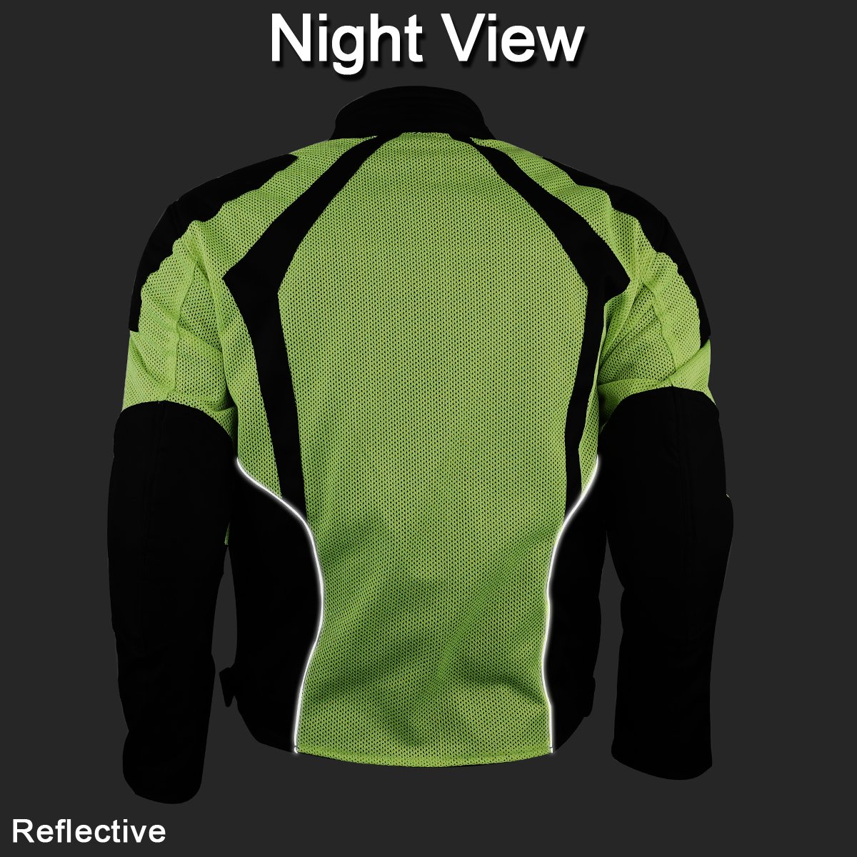 MENS HI-VIS MESH MOTORCYCLE JACKET WITH CE ARMOR