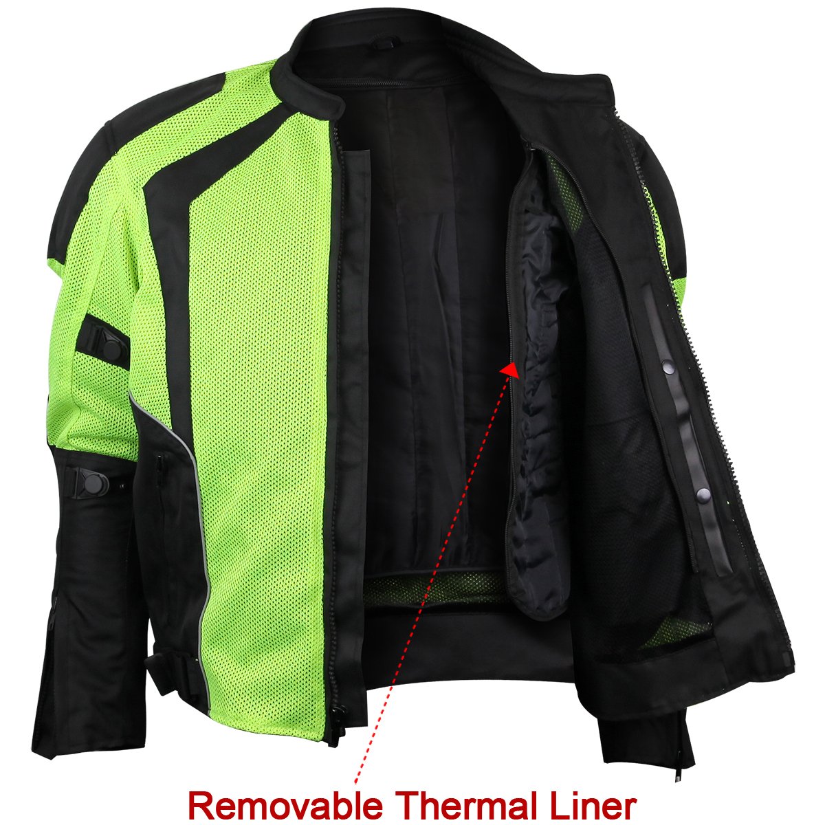 MENS HI-VIS MESH MOTORCYCLE JACKET WITH CE ARMOR