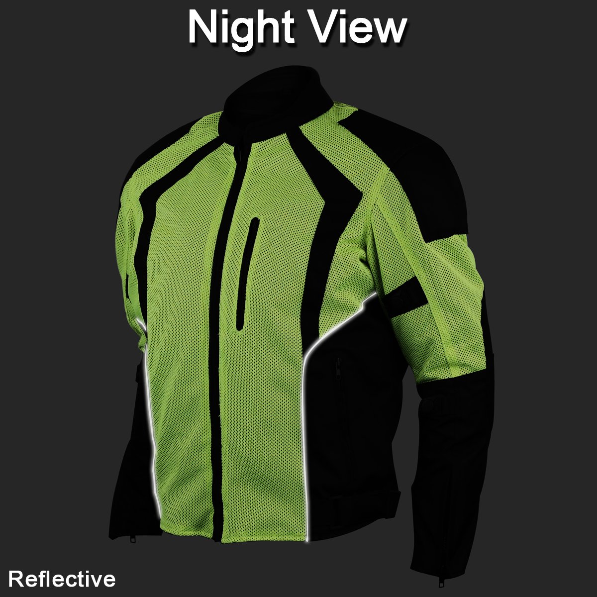 MENS HI-VIS MESH MOTORCYCLE JACKET WITH CE ARMOR