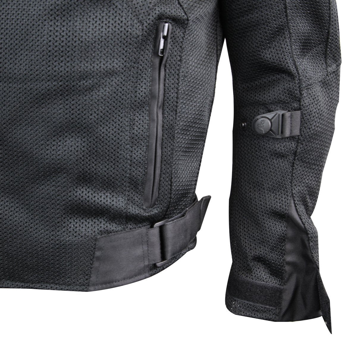 BLACK MESH MOTORCYCLE JACKET WITH INSULATED LINER AND CE ARMOR