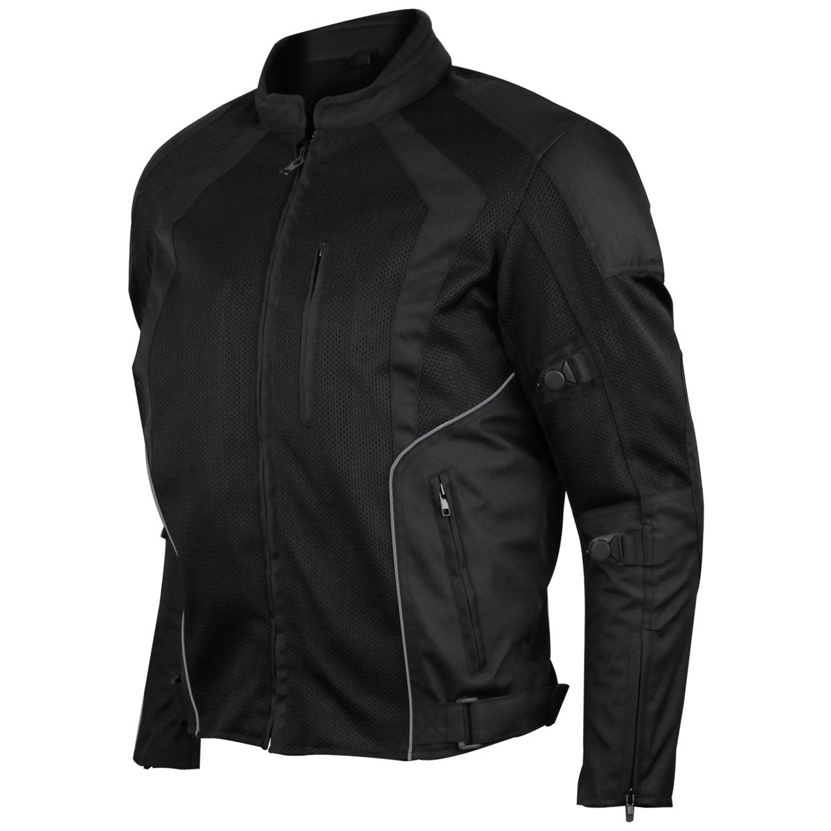 MENS BLACK MESH MOTORCYCLE JACKET WITH CE ARMOR