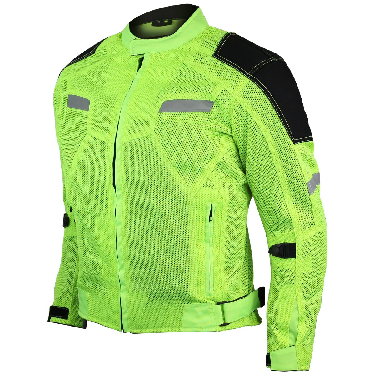 HIGH VISIBILITY MESH MOTORCYCLE JACKET WITH INSULATED LINER AND CE ARMOR