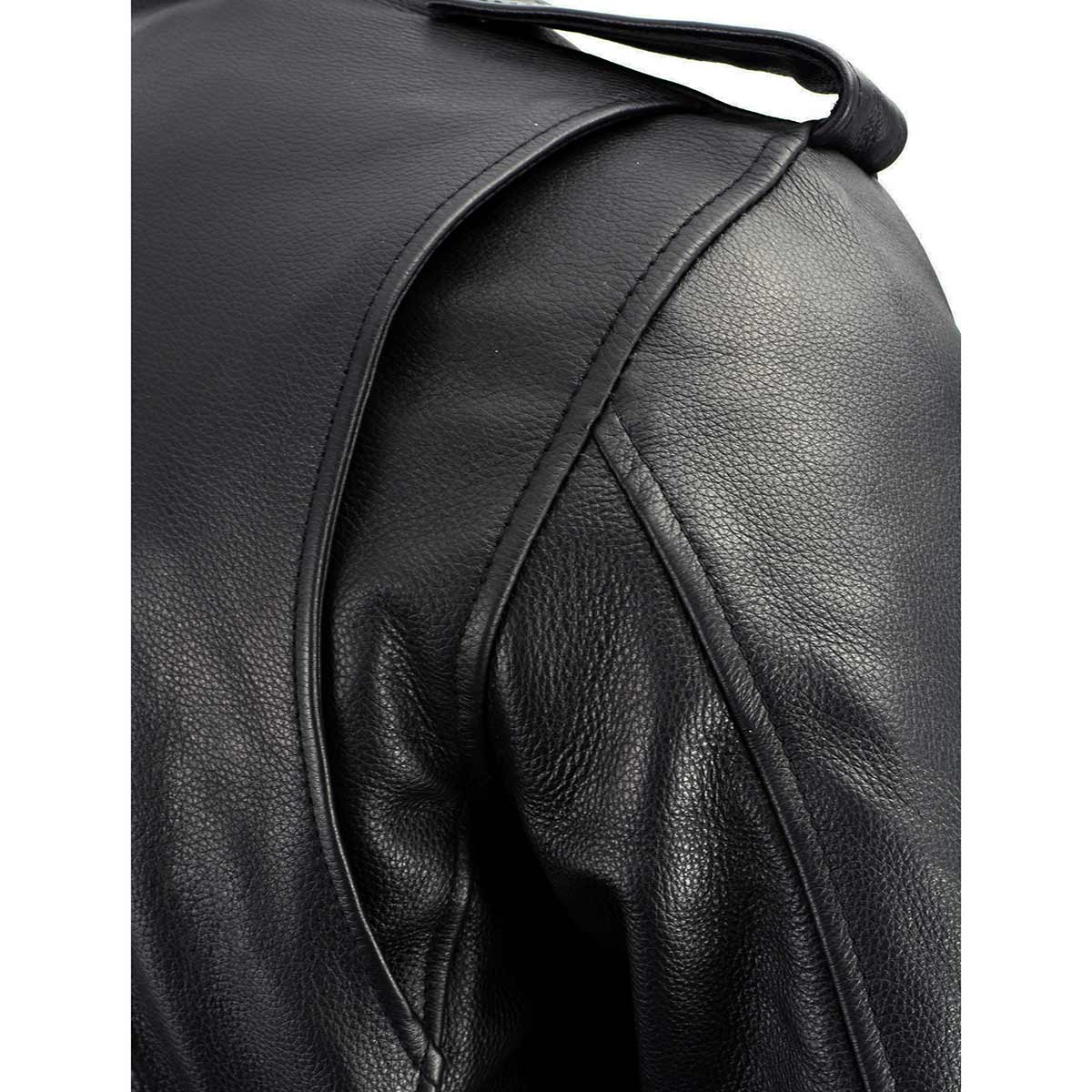 Men's Leather Black Classic Side Lace Police Style Jacket