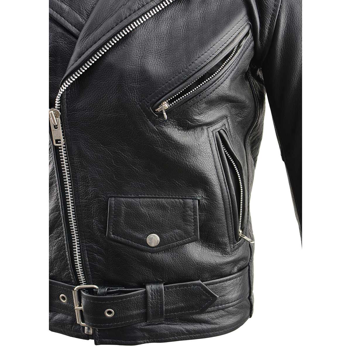 Men's “The Legend” Classic Police Style Black Leather Motorcycle Jacket