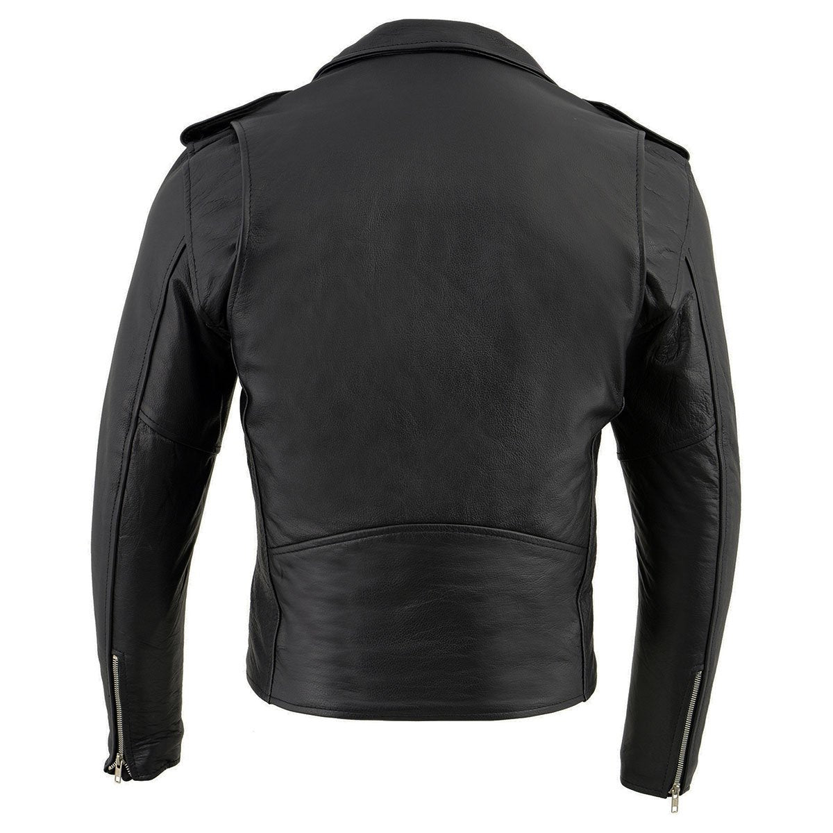 Men's “The Legend” Classic Police Style Black Leather Motorcycle Jacket