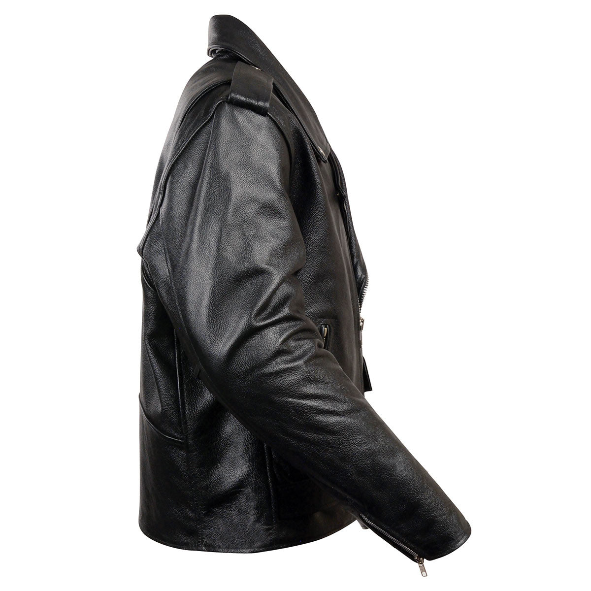Men's “The Legend” Classic Police Style Black Leather Motorcycle Jacket